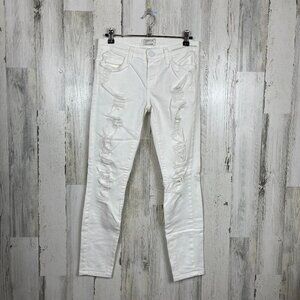 Current Elliott the Stiletto skinny jeans distressed ripped white size 25